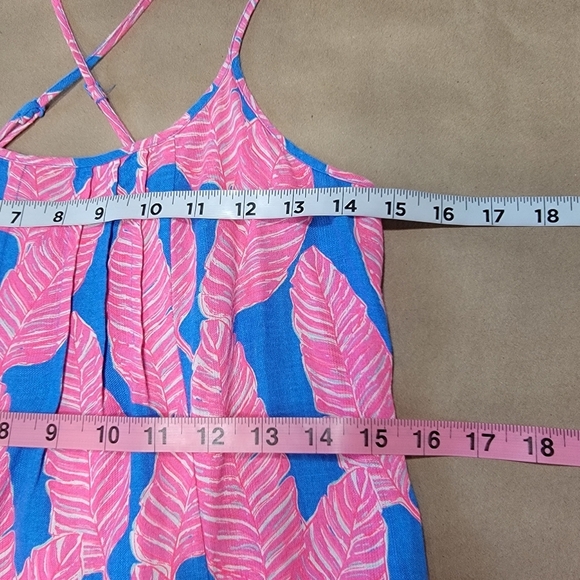 Vineyard Vines, Blue, Pink & White Palm Leaf Pattern Maxi Dress, Sleeveless - Picture 6 of 13
